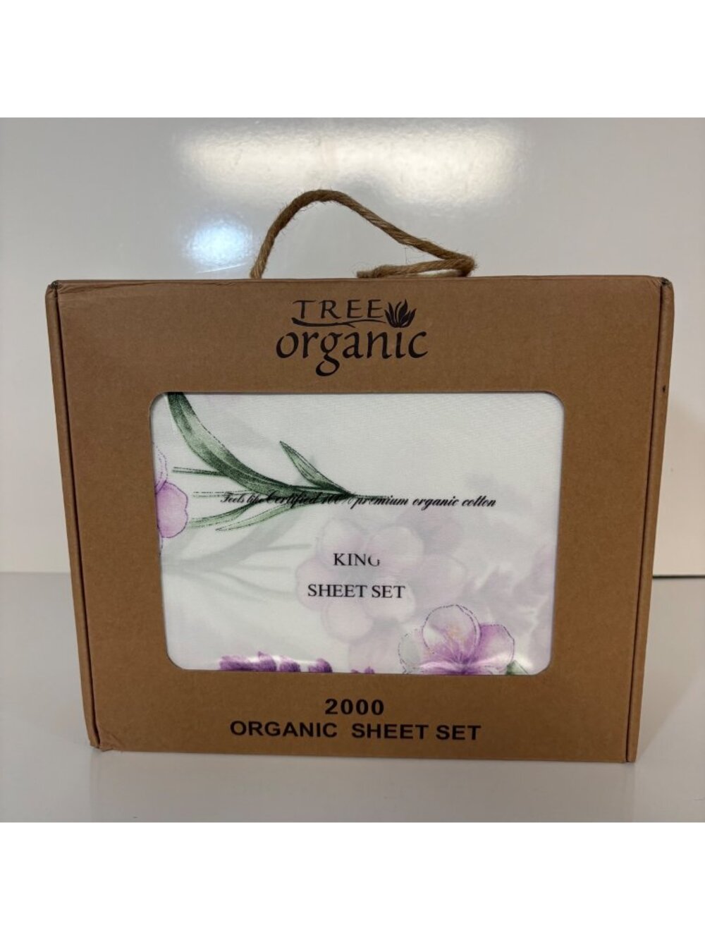 Tree Organic 2000 King Sheet Set Organic Cotton Floral Fits 18" Deep Mattress